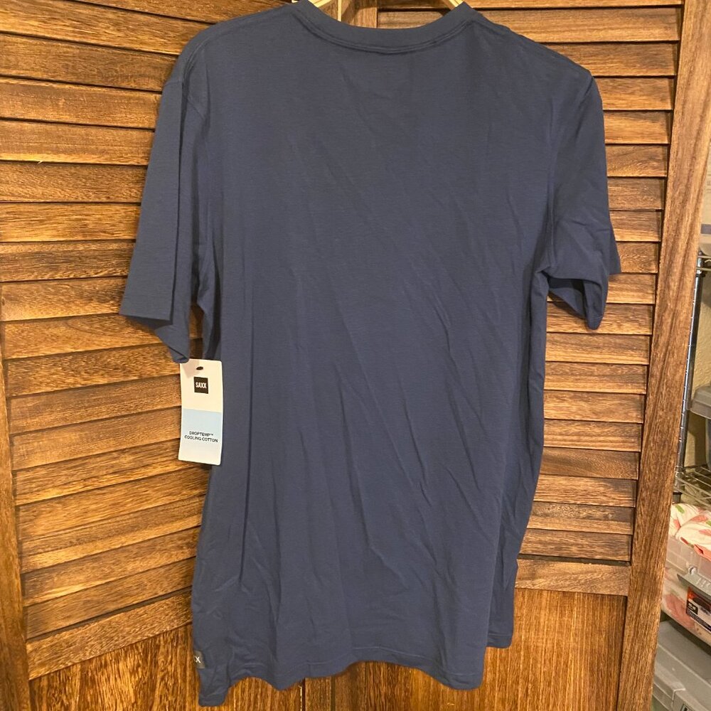 SAXX Men's DropTemp Cooling Cotton Tee Dark Denim - Picture 2 of 5